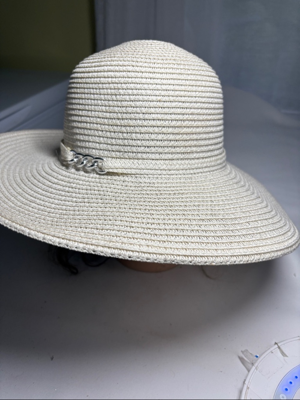 Magid Hats White Paper Wide-Brim Sun Hat Chain Detail One Size